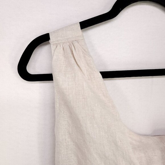 Bohme Linen Dress Medium One Shoulder Maxi Cut Out Bohemian Natural Minimalist - Picture 7 of 13